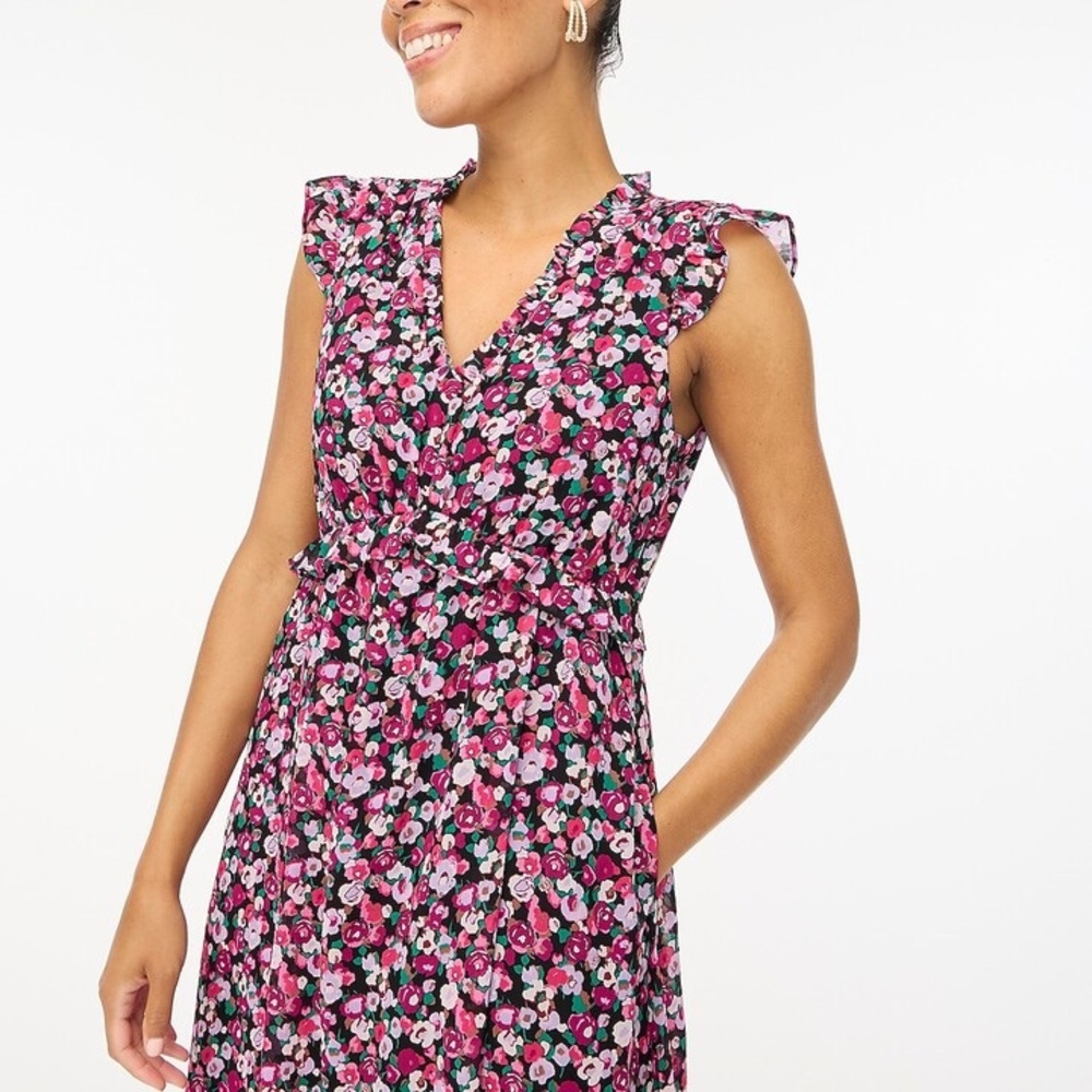 🌸 J.Crew Factory Women's V-Neck Tiered Midi Dress 🌸